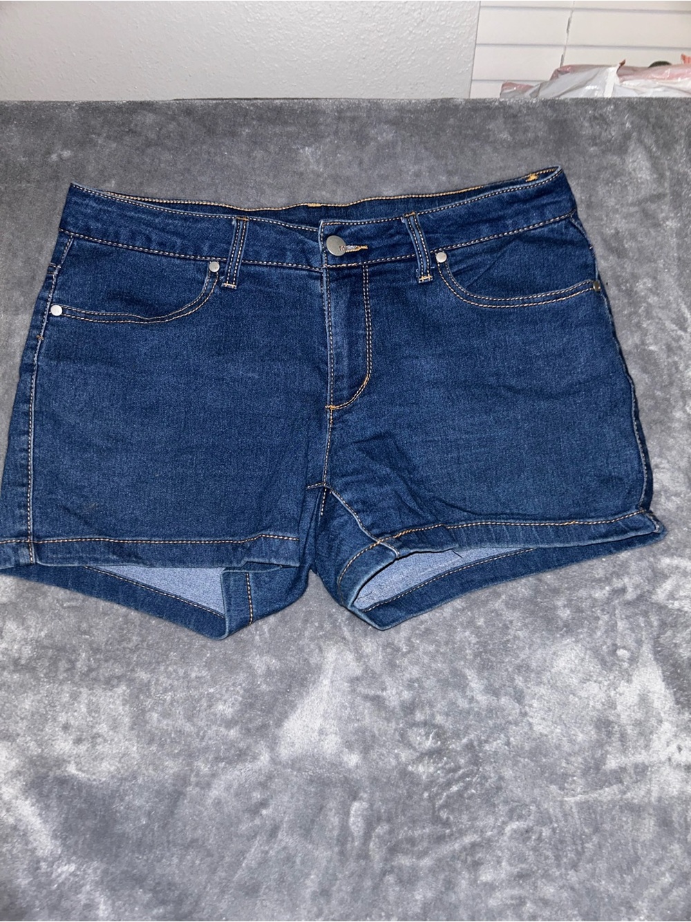 Faded Glory Dark Blue Denim Roll-Hem Shorts